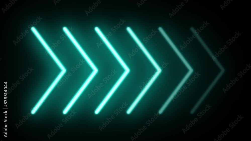 Glowing neon arrows in blue on black background animation Glowing neon arrows in blue on black background animation