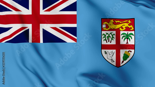 republic of Fiji flag is waving 3D animation. republic of Fiji flag waving in the wind. National flag of republic of Fiji, 3D rendering Waving flag design.