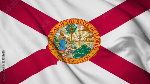 florida flag is waving 3D animation. Florida state flag waving in the wind. 3D rendering Waving flag design.