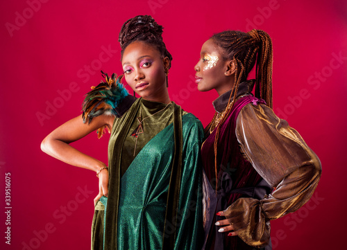 Portrait of Two African American Women with braided hair