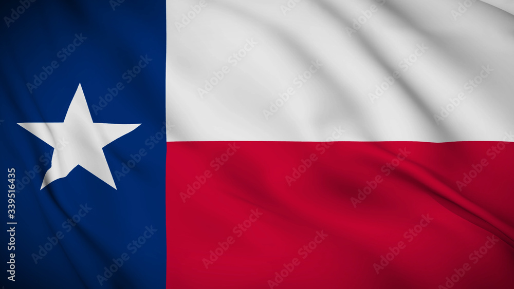 Fototapeta premium Flaga Teksasu macha animacją 3D. Flaga stanu Teksas na wietrze. Grafika trójwymiarowa Macha projekt flagi.