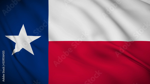 Texas flag is waving 3D animation. Texas state flag waving in the wind. 3D rendering Waving flag design.