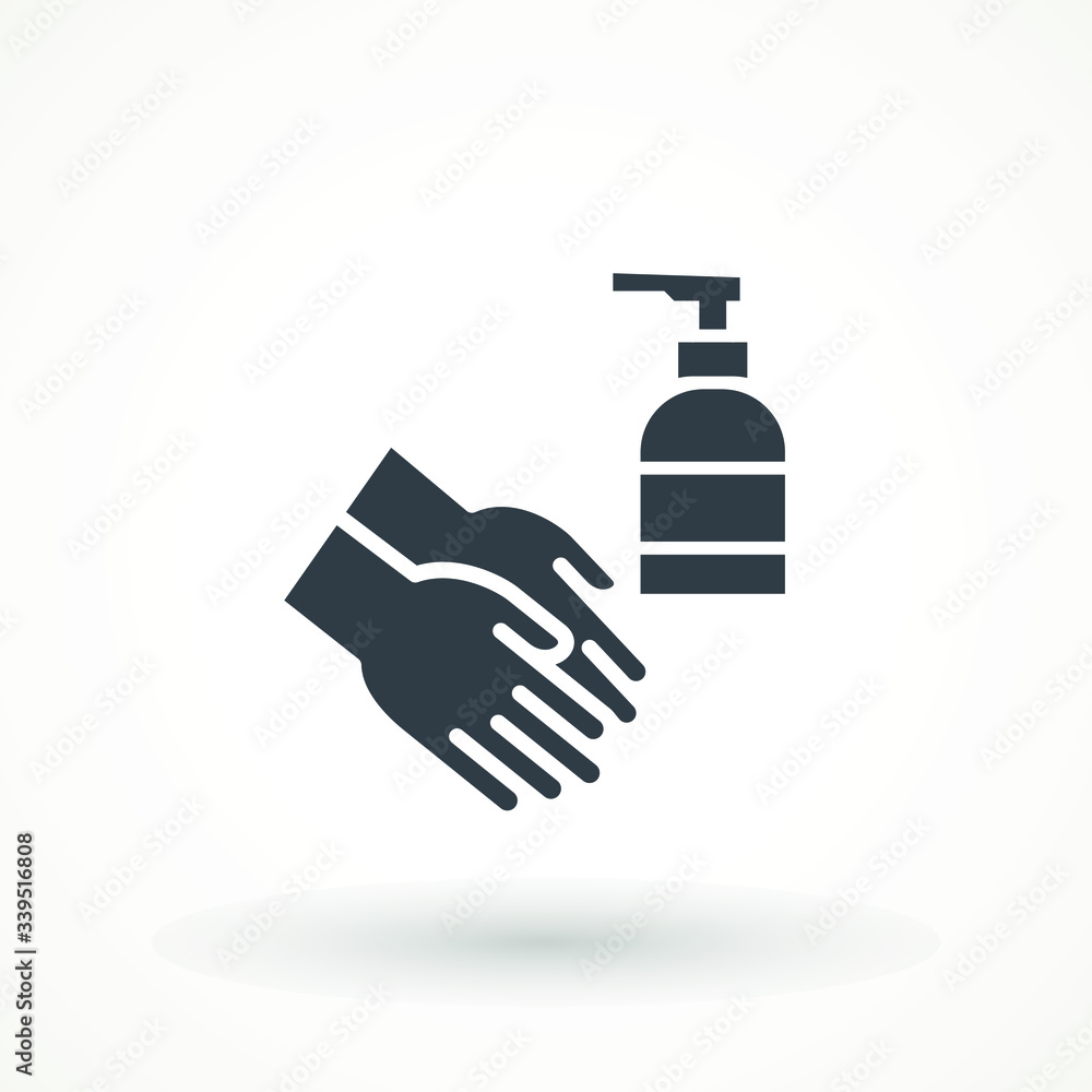Disinfection. Hand soap flat icon. Hand sanitizer bottle icon, washing gel. Anti-Bacterial Sanitizer Spray gel dispenser hygiene Health care Disinfection. Hand soap flat icon. Hand sanitizer bottle icon, washing gel. Anti-Bacterial Sanitizer Spray gel dispenser hygiene Health care