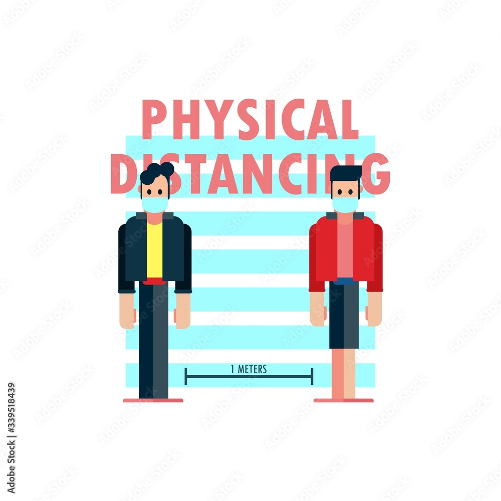 physical distancing 1 meter cartoon illustration Stock Vector | Adobe Stock