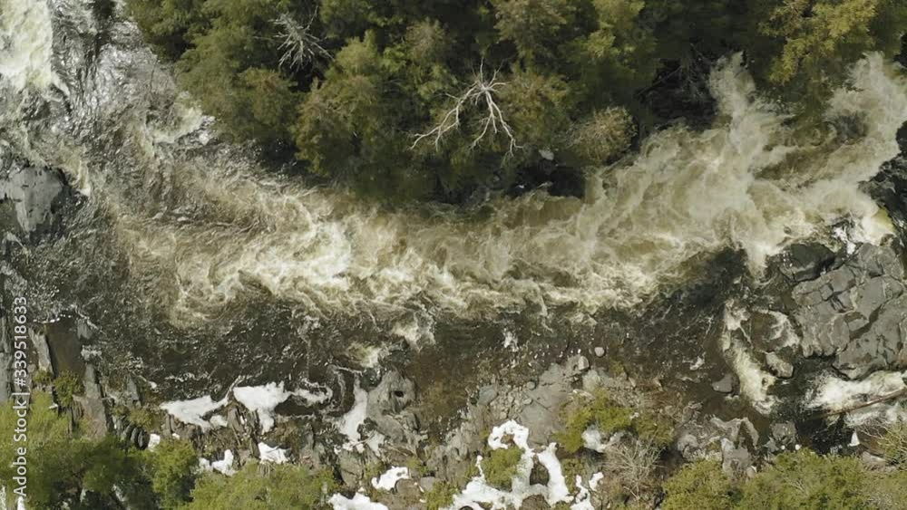 Spectacular aerial looking over Tobey Falls natural landscape 4K Spectacular aerial looking over Tobey Falls natural landscape 4K
