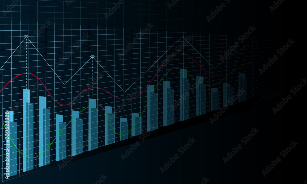 Stock market chart, abstract business background, space for text or logo, landing page backdrop.