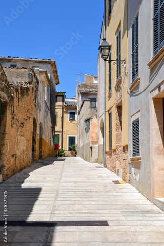 Alcudia, Mallorca, Spain. Alcudia Old Town medieval street and buildings © PaulSat