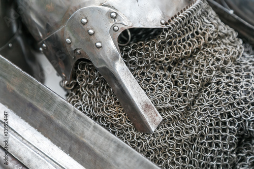 Canvas Print Background of medieval armour made from metal rings