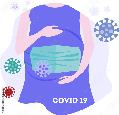 Protection of a pregnant woman from coronavirus. Pregnant woman health concept.