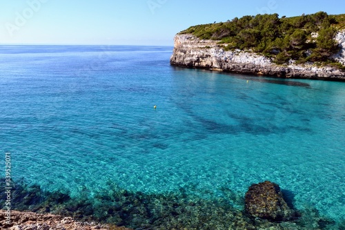 Landscape of the beautiful bay of Cala Estany d'en Mas with a wonderful turquoise sea, near Porto Cristo, Mallorca/Majorca, Spain