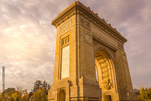 The Triumphal Arch (Arcul de Triumf) in Bucharest, Romania photo