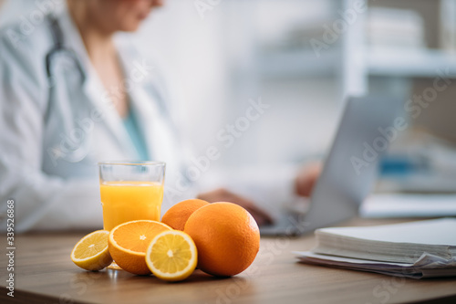 Female dietitian working in the office