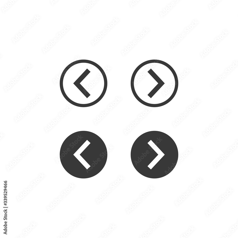 Right left web flat simple arrows for web-design. Spin arrows push and normal. Next and previos action circle arrow button. Vector illustration. EPS 10 Right left web flat simple arrows for web-design. Spin arrows push and normal. Next and previos action circle arrow button. Vector illustration. EPS 10