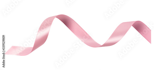 A pink ribbon isolated on a white background with clipping path. photo