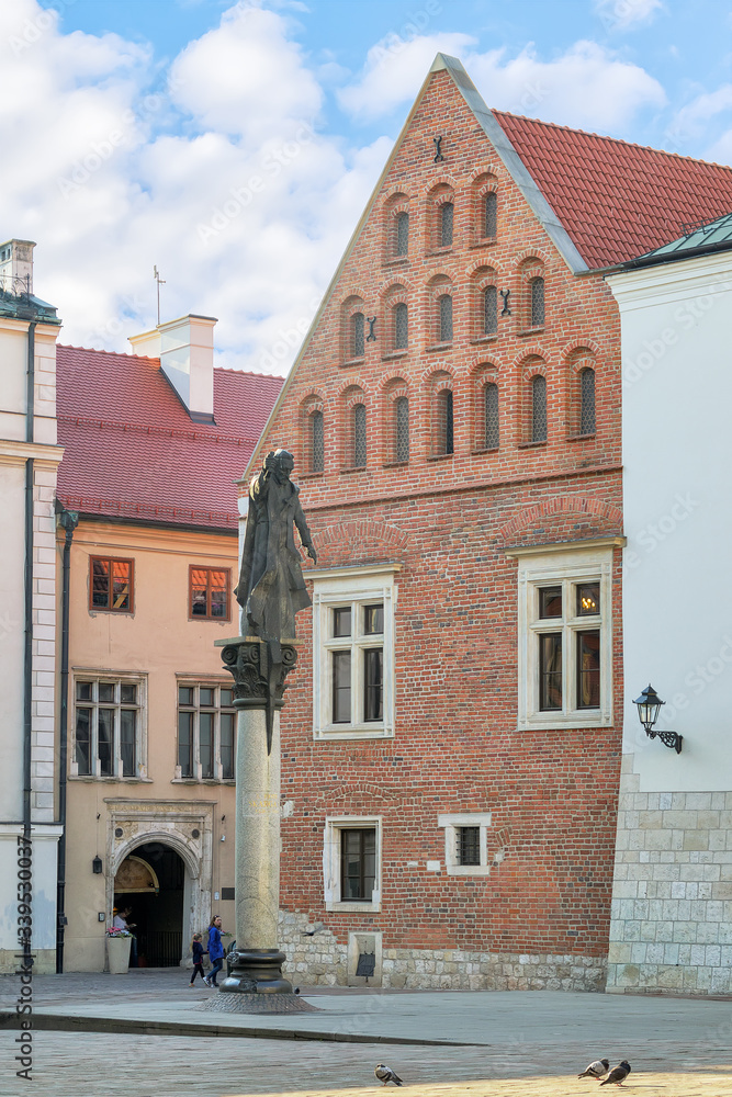Obraz premium The memorial of Jesuit priest Piotr Skarga on the St. Mary Magdalene Square in Krakow
