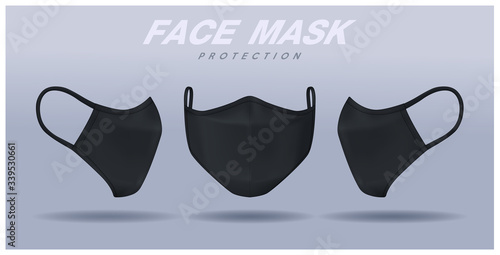 face mask design template, dust protection & breathing medical respiratory.