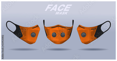face mask design template, dust protection & breathing medical respiratory.