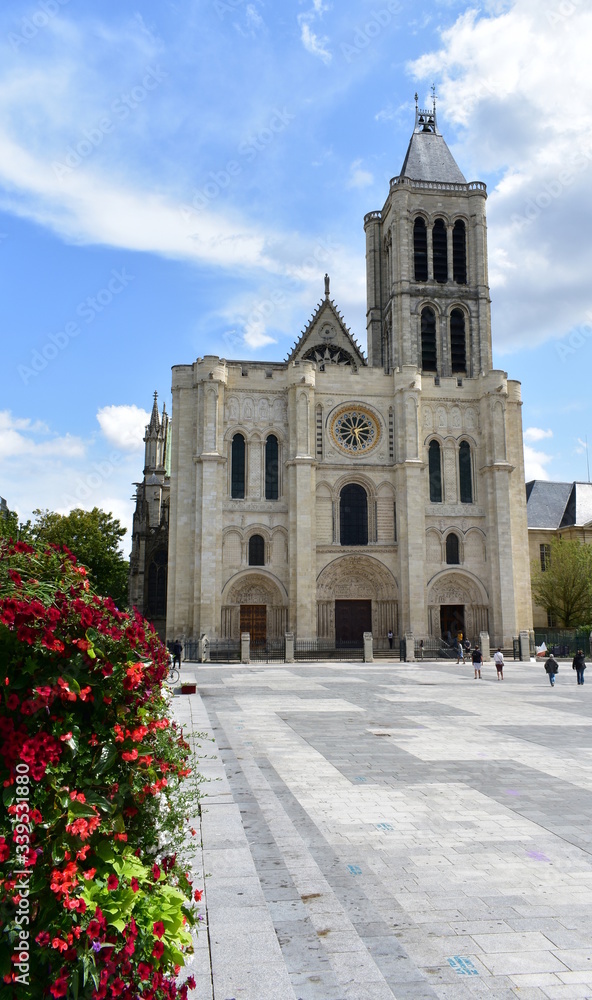 Basilique Saint-Denis or Basilica of Saint Denis, west facade. Paris, France.