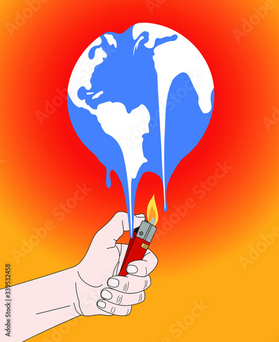 The Earth is melting because of human hand. Global warming and human
