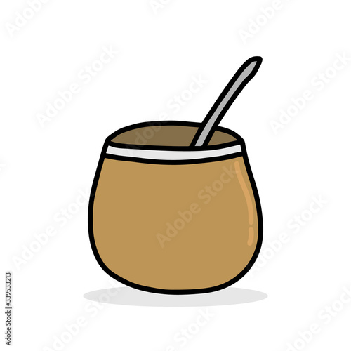 Calabash brown with mate drink hand drawn vector illustration in cartoon comic style icon logo