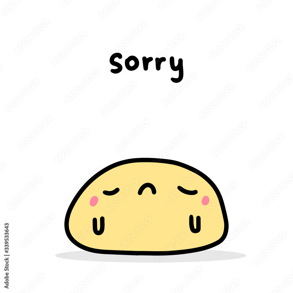 Sorry hand drawn vector illustration in cartoon comic style sad mochi dessert