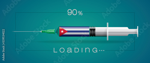 Vector illustration with 3D corona vaccine, loading, country flag concept.