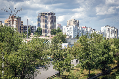 Residential buildings on Albisoara street and Bic River in Chisinau city also known as Kishinev