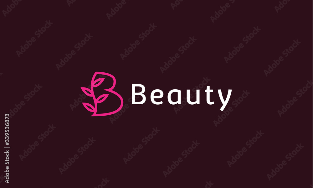 Fototapeta premium Letter B For Beauty logo design vector template with Natural outline icon Concept style for boutique.