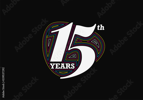 15th Years Anniversary Celebration Vector Design.