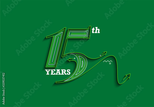15th Years Anniversary Celebration Vector Design.