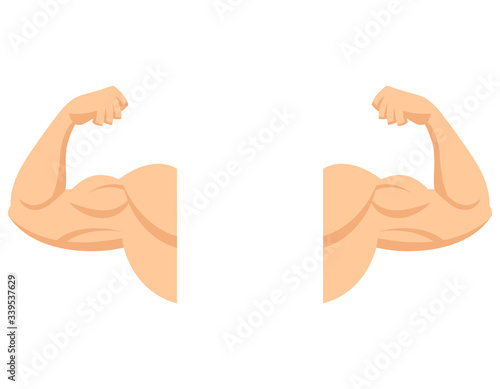 Strong arms with contracted biceps. Muscle in cartoon style.