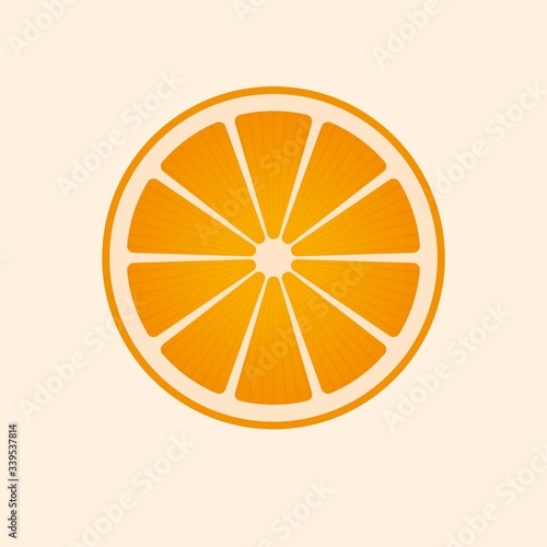 Vector orange slice isolated. Citrus symbol. 