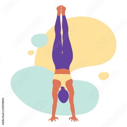 Young woman practicing yoga. Vector illustration.