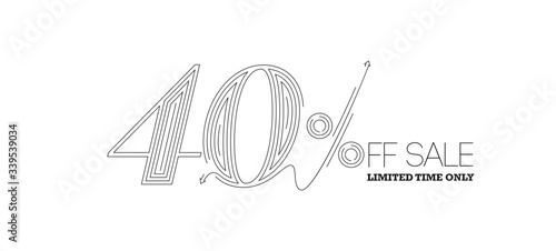 40% OFF Sale Discount Banner. Discount offer price tag.  Vector Modern Sticker Illustration.