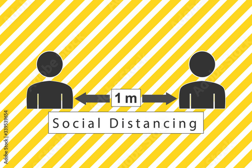 Social distancing. Keep distance sign. Keep the 1 meter distance. Vector illustration.