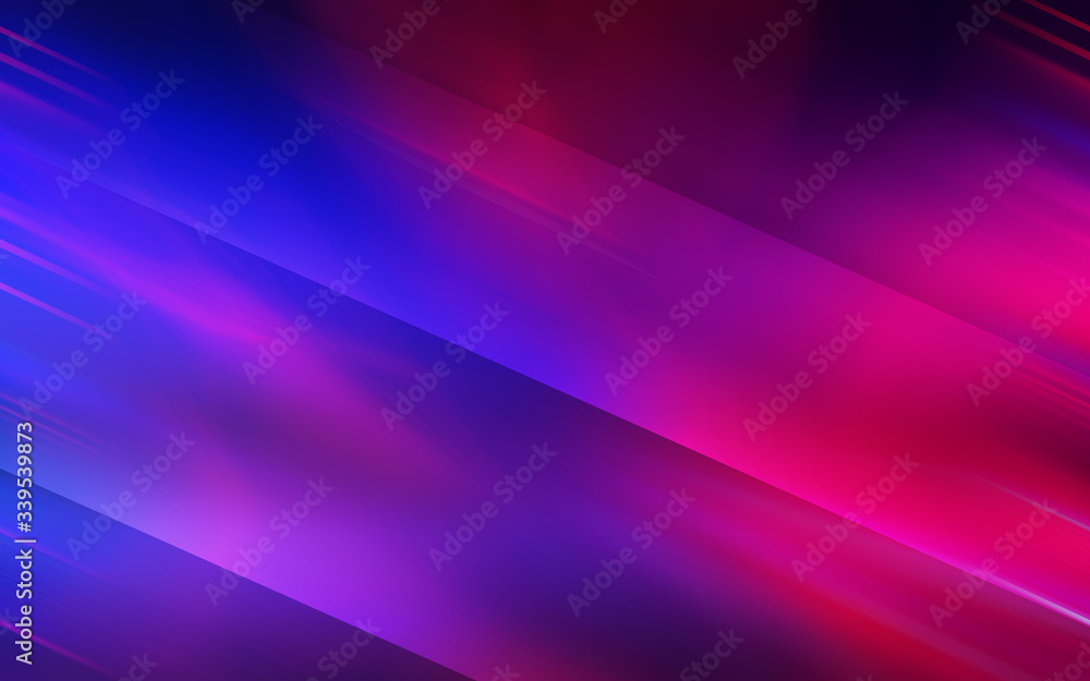 Abstract dark background with blue and pink neon glow. Neon light lines, waves. - obrazy, fototapety, plakaty 