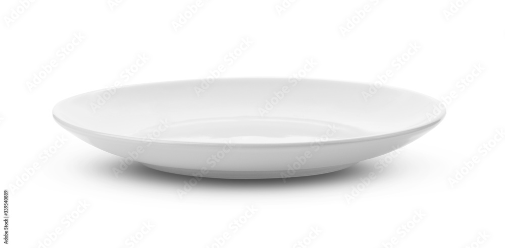 empty white plate on white background empty white plate on white background