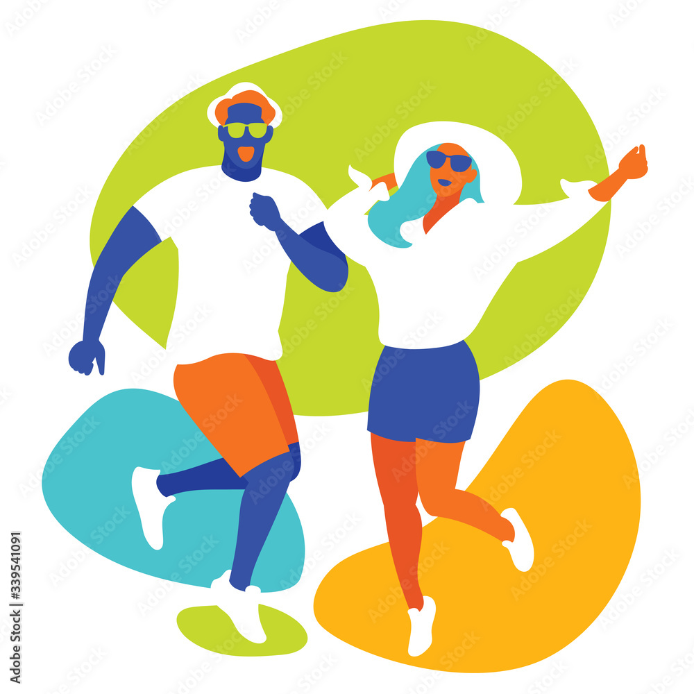Young people are happy in the summer. Vector illustration. Young people are happy in the summer. Vector illustration.
