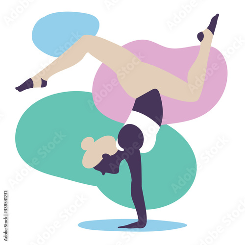 Young woman practicing yoga. Vector illustration.