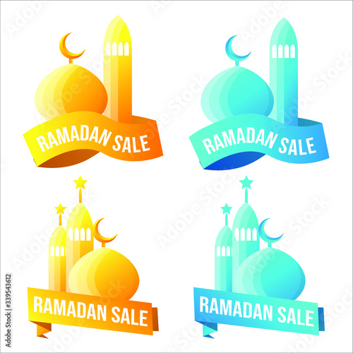 Ramadan sales icon, Islamic logo design with cuban mosque