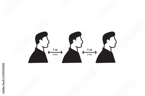 Social distancing icon. Space between people to avoid spreading COVID-19 Virus. Keep the 1 meter distance. Vector illustration.