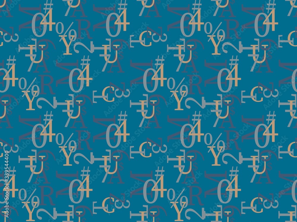  signs and  numbers on a seamless spring pattern.