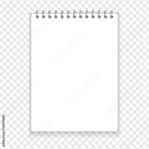 Realistic notebook or notepad with binder. Memo note pad or diary paper page templates. Vector illustration