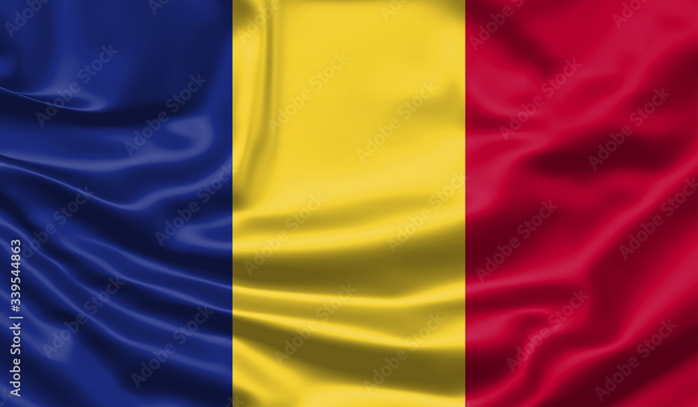 Realistic flag. Waving flag of the country of the European Union. 3d illustration Realistic flag. Waving flag of the country of the European Union. 3d illustration