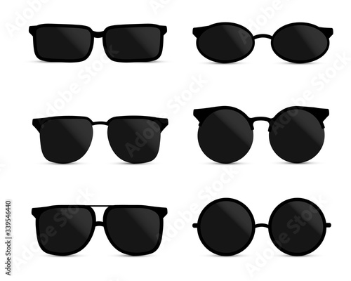 Glasses silhouette. Retro glasses, eye health eyewear and rim sunglasses silhouettes. Isolated icons set
