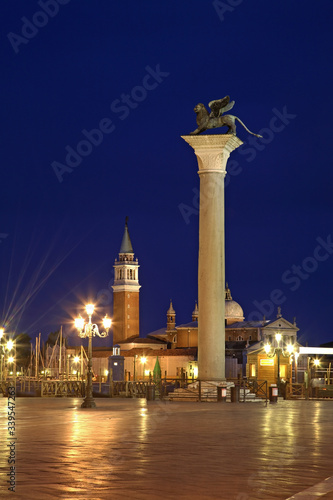 Column of Saint Mark at Piazza San Marco – Square of St. Mark in Venice. Italy