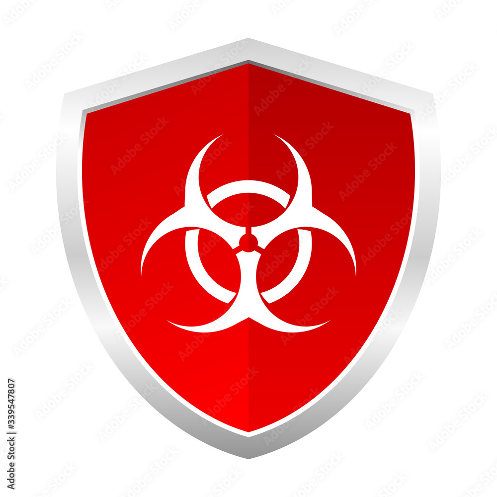 Virus shield icon, biohazard sign secure vector illustration Virus shield icon, biohazard sign secure vector illustration