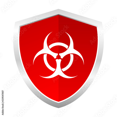 Virus shield icon, biohazard sign secure vector illustration