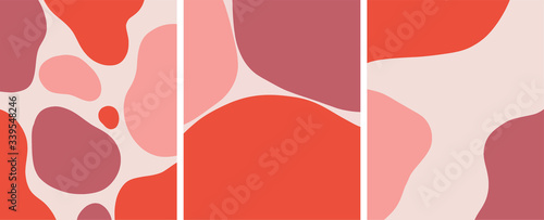 organic shapes abstract contemporary art set vector illustration, orange color palette