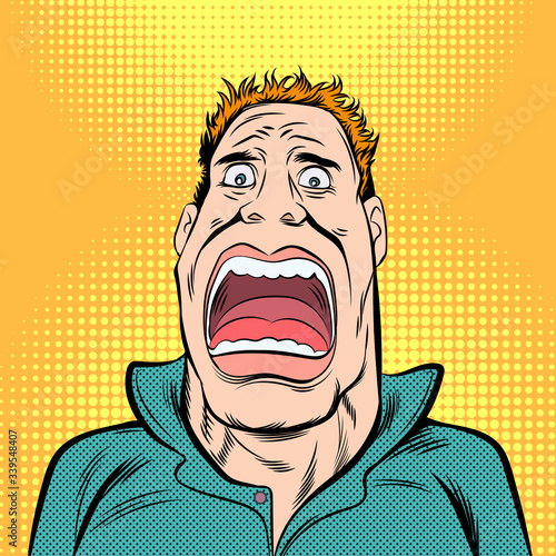 Shocked man. Pop art retro hand drawn style vector design illustrations.

